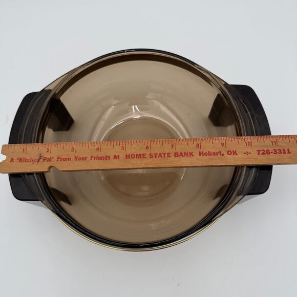 Vintage PYREX Fireside Amber Mixing Serving Bowl and Handled Cradle 024 2l - Picture 5 of 7